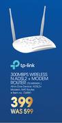 Tp-Link 300Mbps Wireless N ADSL2+Modem Router TD-W8960N