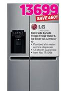 LG 600L Side By Side Freeze Fridge Water & Ice Dispenser (Silver) GC-L247SLUV A 