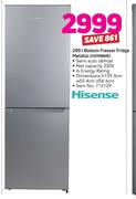 Hisense 299L Bottom Freezer Fridge Metallic H299BME