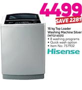 Hisense 16Kg Top Loader Washing Machine Silver WTQ1602S