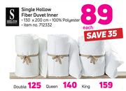 Sheraton Single Hollow Fibre Duvet Inner-Each