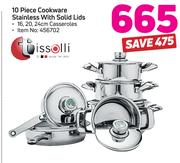Tissolli 10 Piece Cookware Stainless With Solid Lids