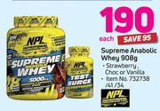 NPL Supreme Anabolic WheyIn trawberry, Choc Or Vanilla-908g Each