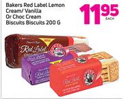 Bakers Red Label Lemon Cream/ Vanilla Or Choc Cream Biscuits-200g Each