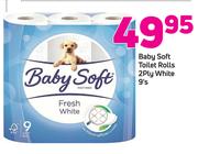 Baby Soft Toilet Rolls 2 Ply White-9's