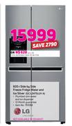 LG 600Ltr Side By Side Freezer Fridge With Water & Ice Dispenser Silver GC-L247SLUV A 