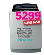Hisense 16Kg Top Loader Washing Machine Silver WTQ1602S