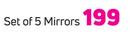 Set Of 5 Mirrors Black-Per Set