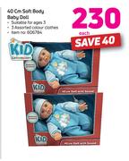 Kid Connection 40cm Soft Body Baby Doll-Each