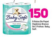 Baby Soft 9 Rolos de Papel Higienico Branco de 2 Folhas 