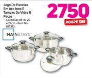 Mainstays Jogo de Panelas em Aco Inox e Tampas de Vidro 6 Pecas