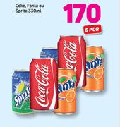 Coke, Fanta ou Sprite-6 x 330ml