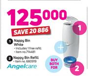 Angelcare Nappy Bin White With 1 Free Refill 
