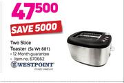Westpoint Two Slice Toaster SS WT 881
