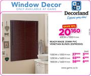Decorland Ready-Made 25mm PVC Venetian Blinds Espresso (1000W x 1000Hmm)