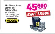 Addis 32Ltr Plastic Home Starter Bin Set Dark Blue-Per Set