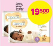 Huggies New Baby Nappies Carry Pack (Size 1) 42's Pack-Per Pack
