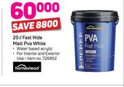 Homestead Fast Hide Matt PVA White-20Ltr