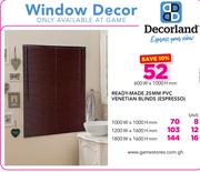 Decorland Ready Made 25mm PVC Venetian Blinds ESPRESSO 1200W x 1600H mm
