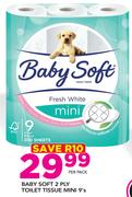 Baby Soft 2 Ply Toilet Tissue Mini-9's pack
