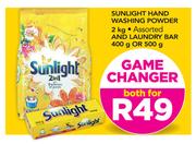 Sunlight Hand Washing Powder 2kg And Laundry Bar 400/500g-For Both
