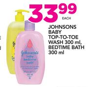Johnsons Baby Top-To-Toe Wash-300ml Or Bedtime Bath 300ml-Each