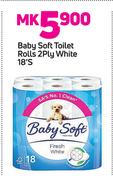 Baby Soft Toilet Rolls 2 Ply White 18s