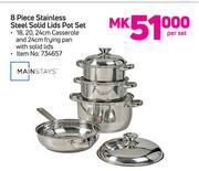 Mainstays 8 Piece Stainless Steel Solid Lids Pot Set-Per Set
