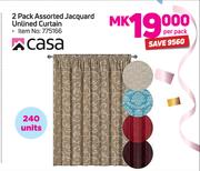Casa 2 Pack Assorted Jacquard Unlined Curtain-Per Drop
