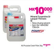 Powafix Mineral Turpentine Or Lacquer Thinners-5Ltr Each