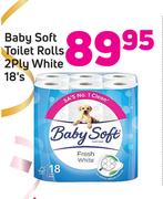 Baby Soft Toilet Rolls 2Ply White 18's