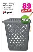 Alplas Mega Laundry Basket With Lid- Grey