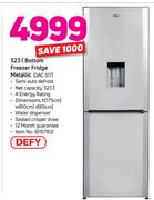 Defy 323L Bottom Freezer Fridge Metallic DAC 517