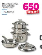 Mainstays 8 Piece Stainless Steel Solid Lids Pot Set