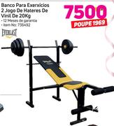 Everlast Banco para Exercícios 2 jogo de Halteres de Vinil de 20Kg