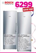 Bosch 326Ltr All Fridge Metallic KSV33NI30 + Bosch 246Ltr Freezer Metallic GSN33VI30-Each