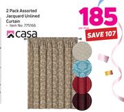 Casa 2 Pack Assorted Jacquard Unlined Curtain-Per Drop