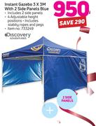 Discovery Adventures Instant Gazebo 3x3m With 2 Side Panels Blue