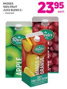 Rhodes 100% Fruit Juice Blend-2Ltr Each