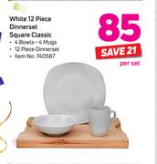 White 12-Piece Dinnerset Square Classic-Per Set
