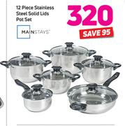 Mainstays 12-Piece Stainless Steel Solid Lids Pot Set
