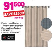 Always Home Eyelet Lined Diamond Taupe Or Semi Blockout Cypress Grey Curtain-Per Drop