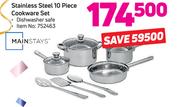 Mainstays Stainless Steel 10 Piece Cookware Set