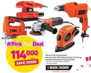 Black & Decker 550W 10mm Single Speed Hammer Drill/135 Finishing Sander/400W Jig Saw-Each