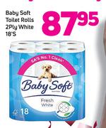 Baby Soft Toilet Rolls 2Ply White-18's