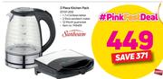 Sunbeam 2 Piece Kitchen Pack Of 1.7Ltr Kettle & 2 Slice Sandwich Maker STGP 200