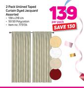 2 Pack Unlined Taped Curtain Dyed Jacquard Assorted-138 x 218cm Per Pack