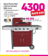 Alva Santa Monica Red 4 Burner Hooded BBQ