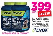 Evox 100 Whey Protien Cookies And Cream Or Chocolate-2kg Each