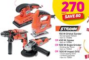 Stramm 150W Orbital Sander/450W Jigsaw/500W Angle Grinder/500W Impact Drill-Each